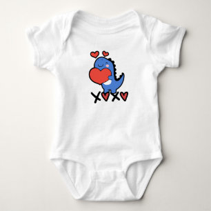 Body Para Bebé XOXO Día de San Valentín 2026 Dino Adorable
