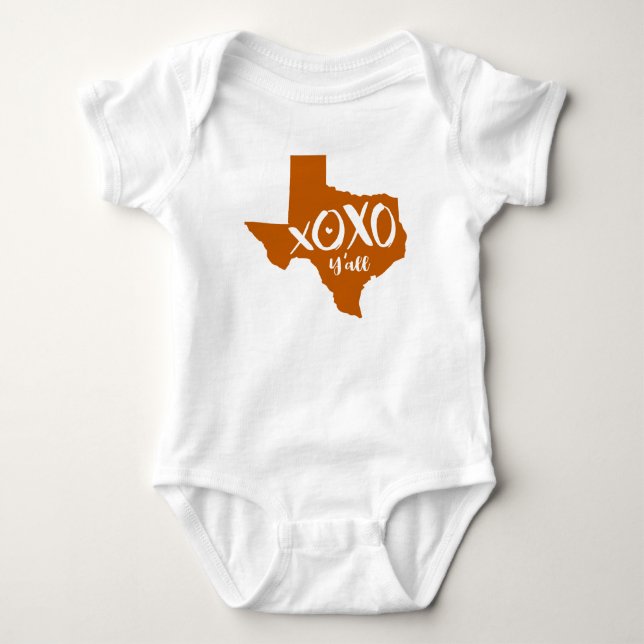 Body Para Bebé XOXO, Y'all - Forma de estado de Texas Naranja que (Anverso)
