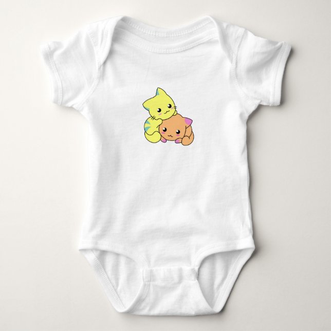 Body Para Bebé Yellow and Orange Cats Relaxing  (Anverso)