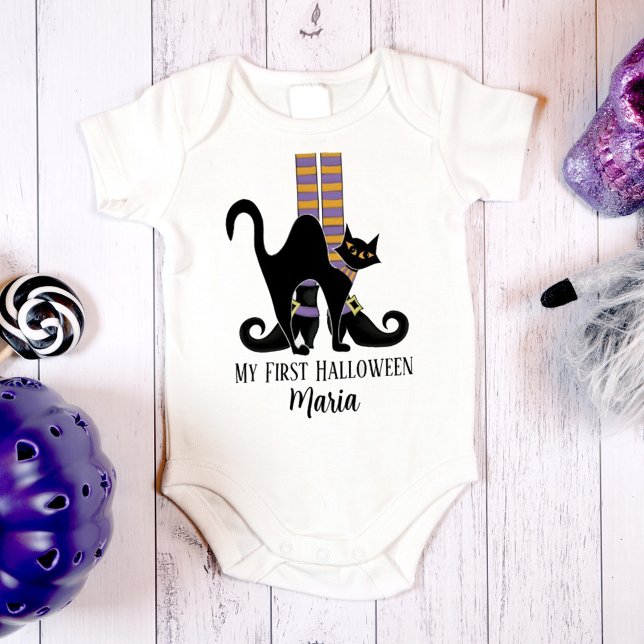 Body Para Bebé Zapatos de Bruja Caprichosa de Halloween Gato Negr (Subido por el creador)