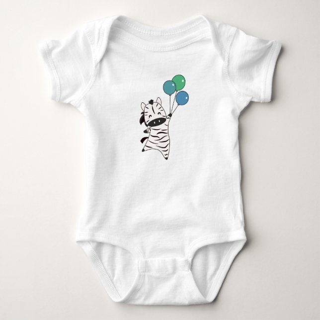 Body Para Bebé Zebra Mosca Con Globos Para Los Animales Más Dulce (Anverso)