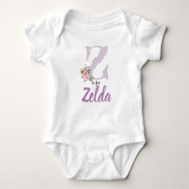 Body Para Bebé Zelda Nombre Revelar Letra floral Z Flor vintage