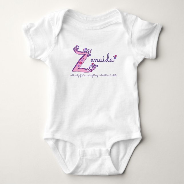 Body Para Bebé Zenaida chicas Z nombre personalizado tee (Anverso)