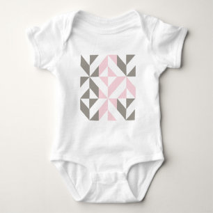 Body Para Bebé ZigZag geométrico rosa y plateado