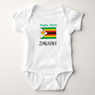 Body Para Bebé Zimbabwe Bandera de Zimbabwe Texto Personalizado