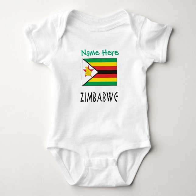 Body Para Bebé Zimbabwe Zimbabwean Flag Personalized Text (Anverso)