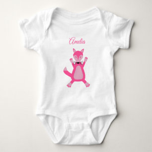 Body Para Bebé Zorra Bebé Niña Rosa Bonita Nombre Personalizado