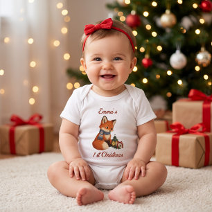 Body Para Bebé Zorro personalizado para el primer Navidad del beb