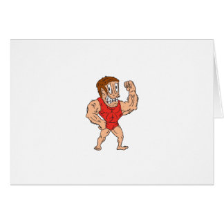 Bodybuilder que dobla el dibujo animado de los