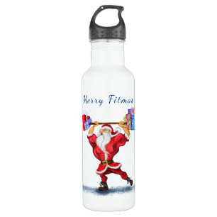 Bodybuilder Santa Funny Navidades Botella de Agua