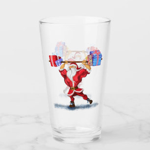 Bodybuilder Santa Funny Navidades Glass