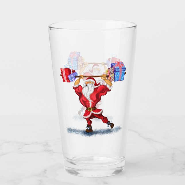 Bodybuilder Santa Funny Navidades Glass (Anverso)