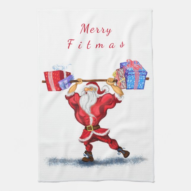 Bodybuilder Santa Funny Navidades Kitchel Toalla (Vertical)