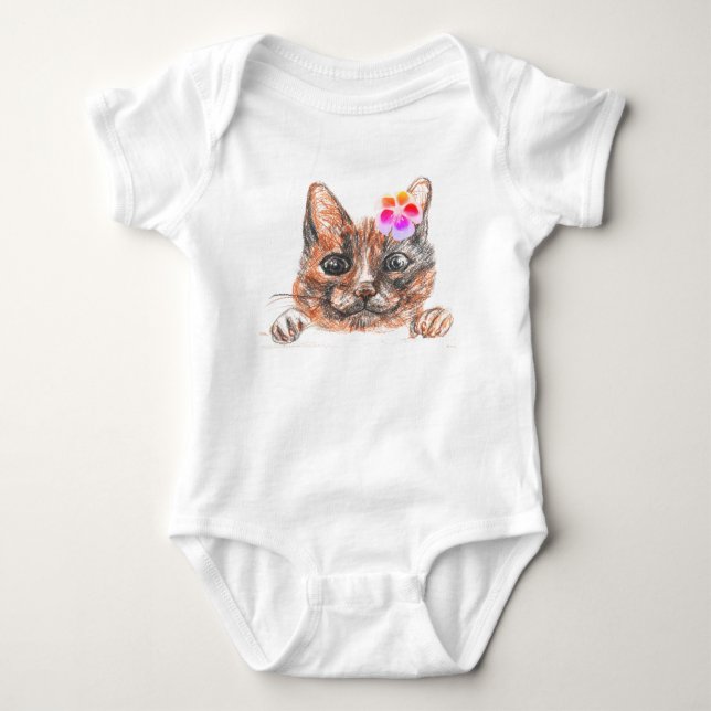 Bodysuit Jersey de dibujo de gato (Anverso)