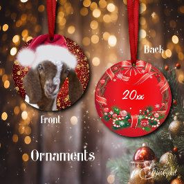 Boer Goat Santa Hat Ornamento de Navidad