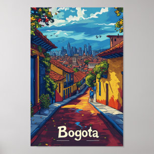 Bogotá Colombia Ilustracion de viajes de arte vint