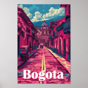 Bogotá Colombia Ilustracion de viajes de arte vint