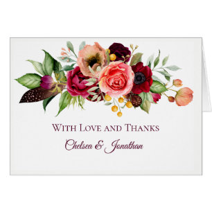Bohemia Boda de Romance Floral Gracias Cartas