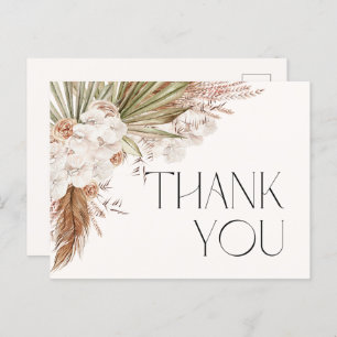 Bohemia Floral & Feathers Gracias Tarjeta