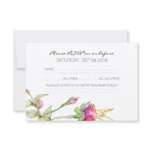 Bohemia Floral Moderna Boda Botánica Tarjeta RSVP