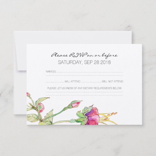Bohemia Floral Moderna Boda Botánica Tarjeta RSVP (Anverso)