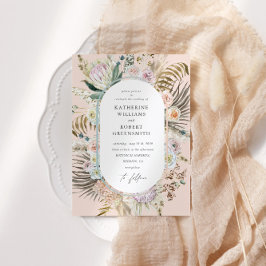 Bohemia Rubor Elegant Floral Wedding Invitación