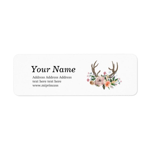 bohemian, boho, antler, pegatinas de direcciones d (Frente)