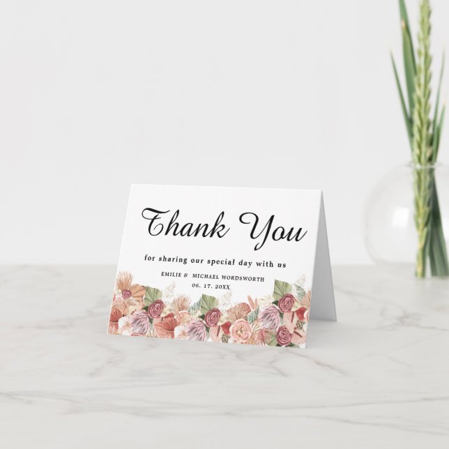Bohemian Florals Thank You (Anverso)