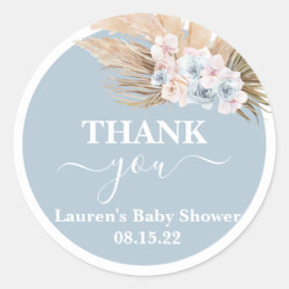 Bohemian Pampas Grass Baby Shower Round Pegatina