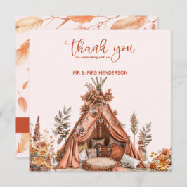 Bohemian Tent Wildflower Boda Gracias Tarjeta