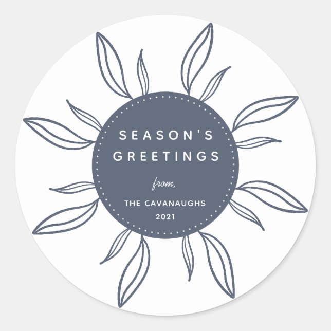 Bohemian Wreath Holiday Classic Round Pegatina (Anverso)