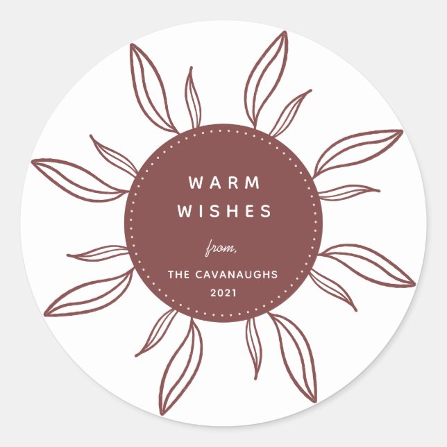 Bohemian Wreath Holiday Classic Round Pegatina (Anverso)