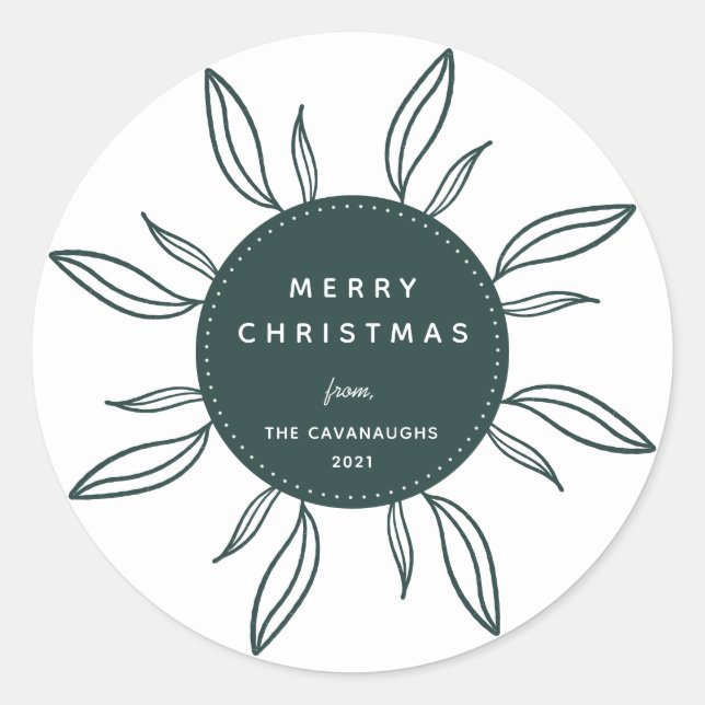 Bohemian Wreath Holiday Classic Round Pegatina (Anverso)