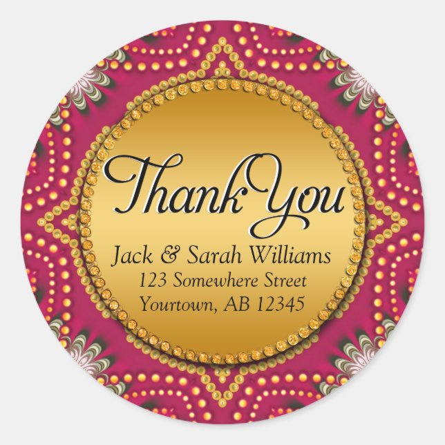 Bohemias de oro rojo gracias Pegatina (Anverso)