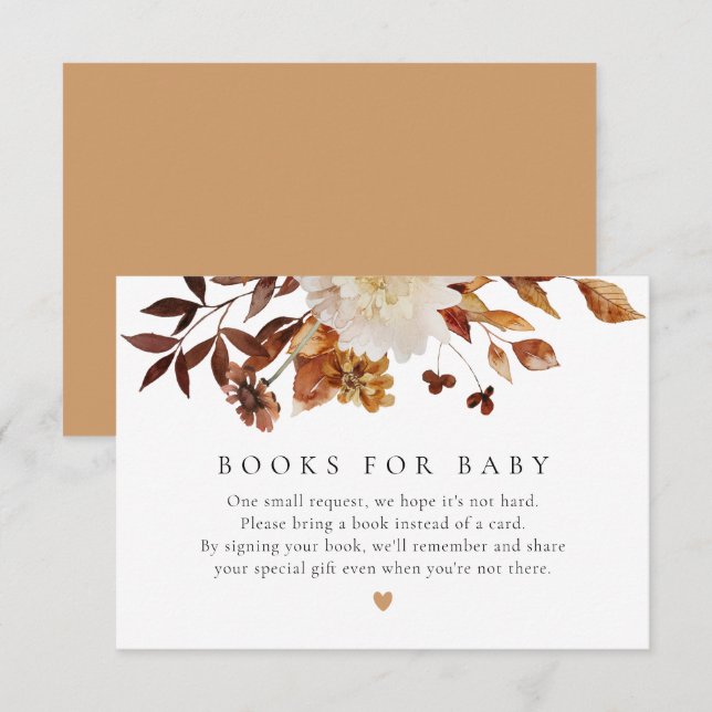 Bohemias Fall Floral Books para tarjeta de solicit (Anverso / Reverso)