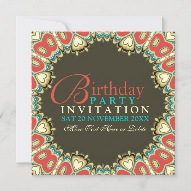 Bohemias novias invitaciones a fiesta de cumpleaño (Anverso)