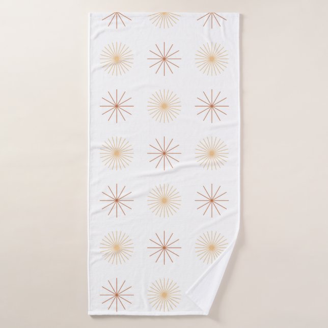 Boho abstracto sol starburst melocotón naranja bla (Toalla de baño)