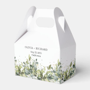 Boho acuarela eucalipto oro Caja de favores de la