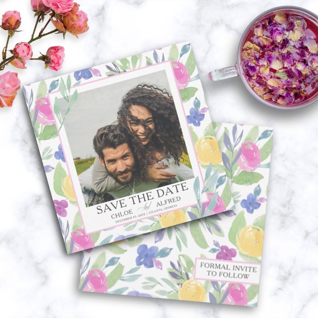 Boho Acuarela Floral Salva la Fecha  Boda (Subido por el creador)