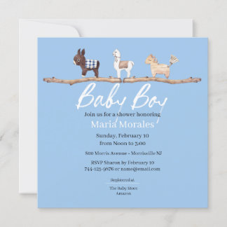 Boho Animales Baby Boy Invitaciones A La Ducha