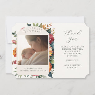 Boho Anuncio de Nacimiento Botánico Gracias Bebé