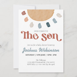 Boho aquí viene la invitación a la ducha de bebé d