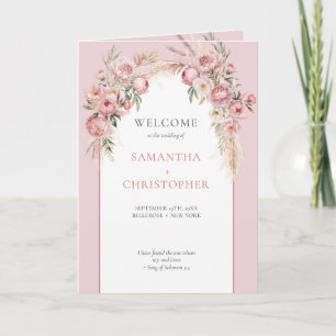 Boho arch blush peonies pampas programa pliegues