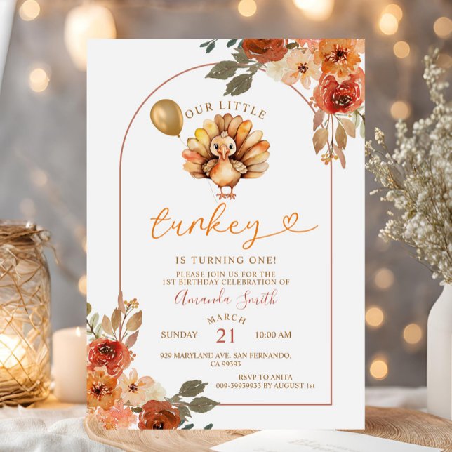 Boho Arch Fall Cumpleaños Invitación Floral (Subido por el creador)