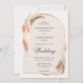 Boho arch pampas pasto invitación a boda moderna