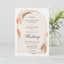 Boho arch pampas pasto invitación a boda moderna