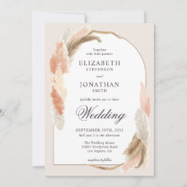 Boho arch pampas pasto invitación a boda moderna