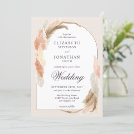 Boho arch pampas pasto invitación a boda moderna