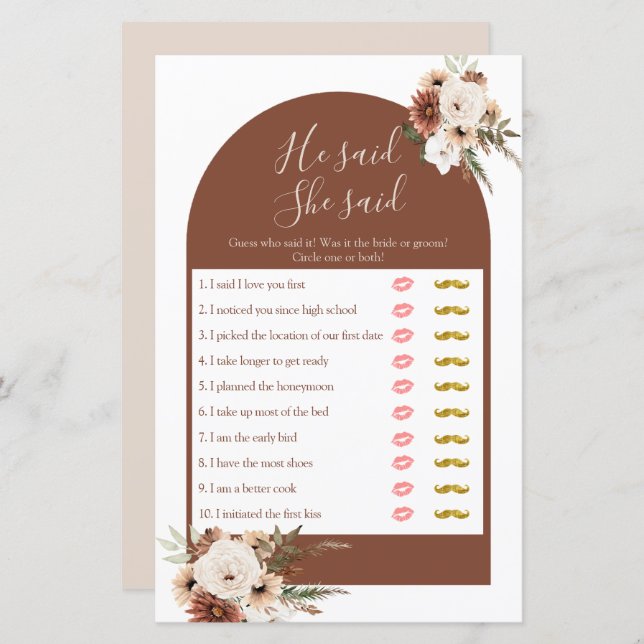 Boho Arch Terracota Dijo que dijo que la tarjeta d (Anverso / Reverso)