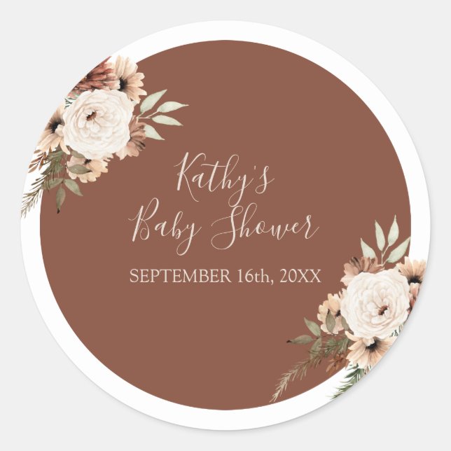 Boho Arch Terracota Floral Gracias Pegatina (Anverso)